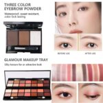 An open MTDXILTAI All-in-One 58-piece Black Makeup Kit showcasing eyeshadow palettes, lip glosses, brushes, and foundation.