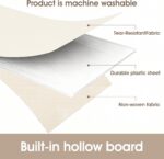 Set of four beige VERONLY fabric makeup organizer bins, with one rectangular bin showing adjustable dividers and three square